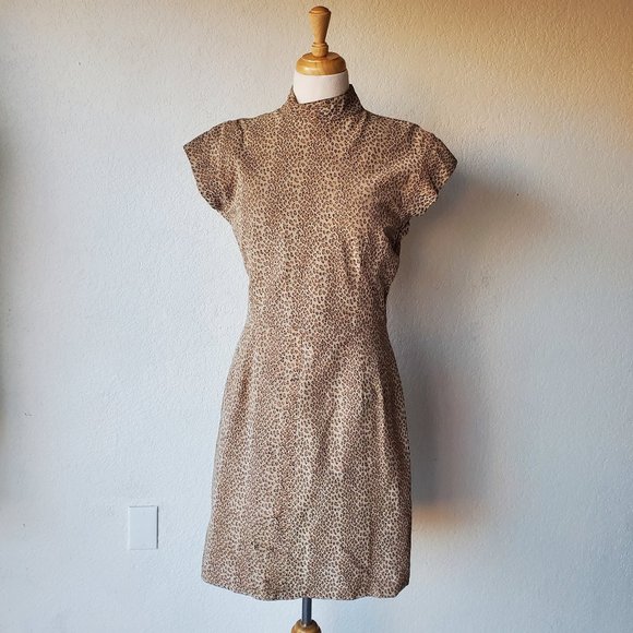 Wilsons Leather Dresses & Skirts - Vintage Wilson's Leather Suede Leopard Animal Print Mini Dress Open Back Sexy L
